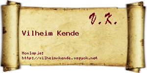 Vilheim Kende névjegykártya